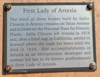 First Lady of Artesia Marker image. Click for full size.