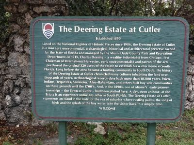 The Deering Estate at Cutler Marker image. Click for full size.