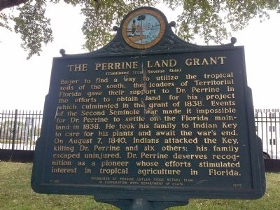 The Perrine Land Grant Marker image. Click for full size.