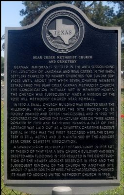 Bear Creek Methodist Church and Cemetery Marker. Click for full size. Bear Creek Methodist Church and Cemetery Marker image. Click for full size.