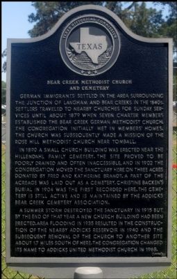 Bear Creek Methodist Church and Cemetery Marker image. Click for full size.