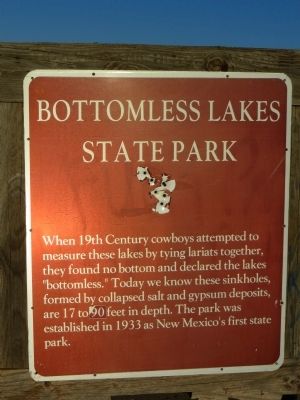 Bottomless Lakes State Park Marker. Click for full size. Bottomless Lakes State Park Marker image. Click for full size.