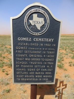 Gomez Cemetery Marker image. Click for full size.