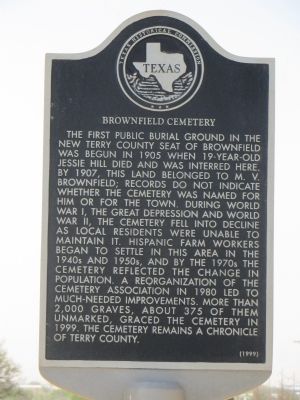 Brownfield Cemetery Marker image. Click for full size.