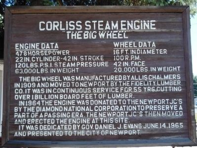 Corliss Steam Engine Marker. Click for full size. Corliss Steam Engine Marker image. Click for full size.