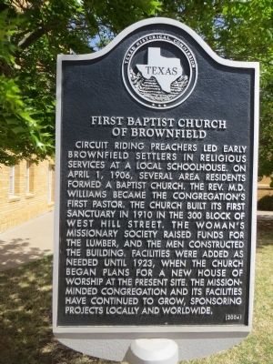 First Baptist Church of Brownfield Marker image. Click for full size.
