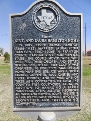 Site of Joe T. and Laura Hamilton Home Marker image. Click for full size.