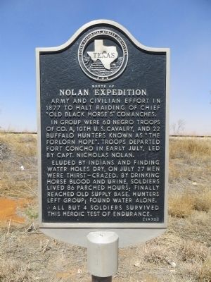 Route of Nolan Expedition Marker. Click for full size. Route of Nolan Expedition Marker image. Click for full size.