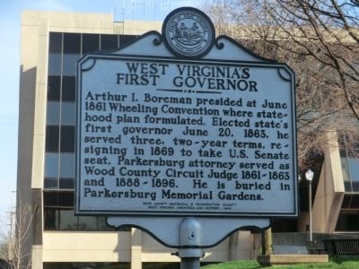 West Virginia's First Governor side of the marker image. Click for full size.