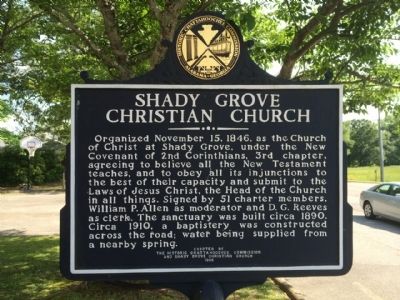 Shady Grove Christian Church Marker image. Click for full size.