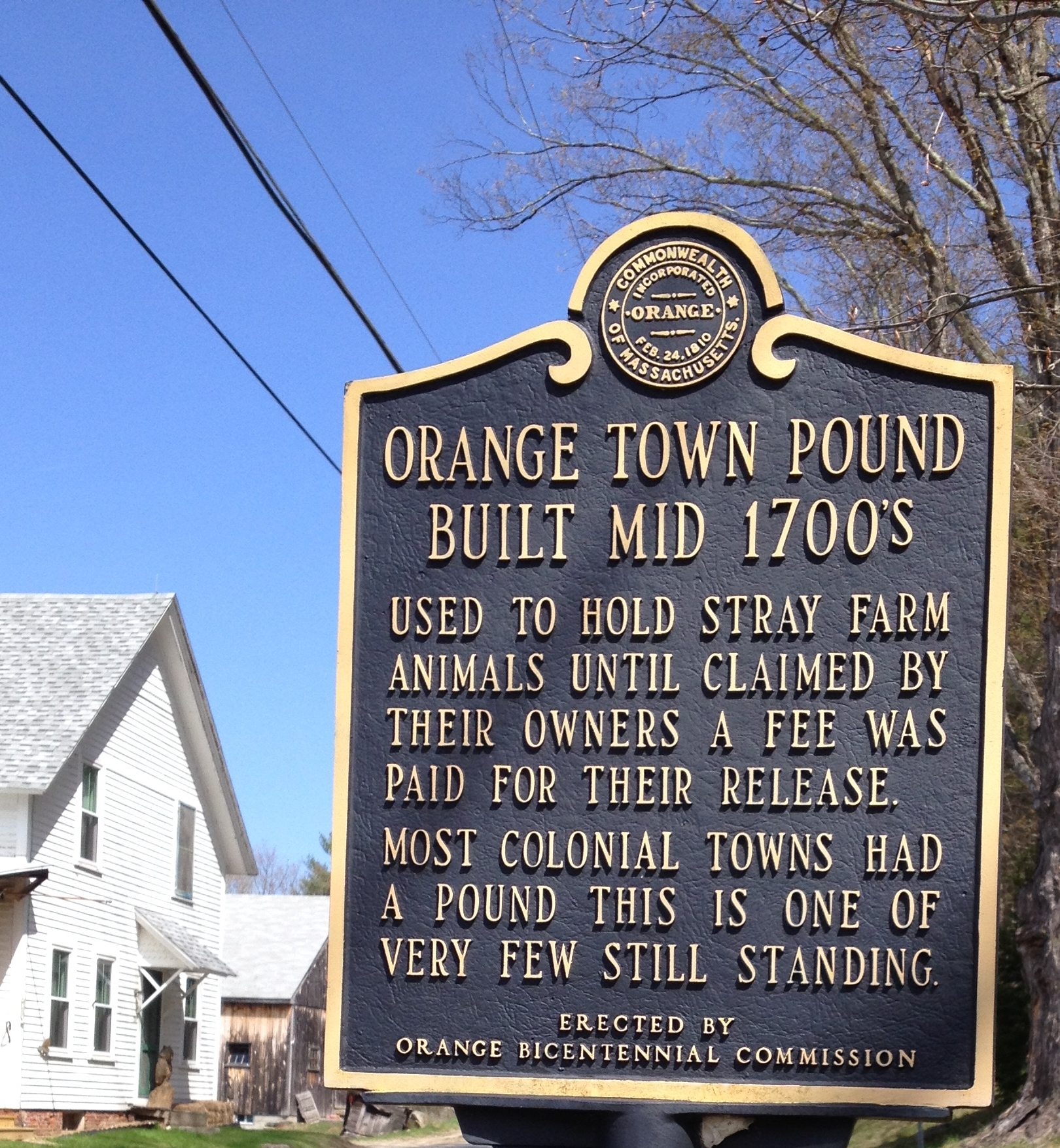 Orange Town Pound Marker