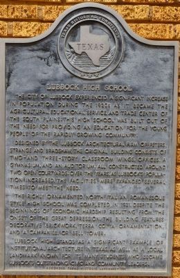 Lubbock High School Marker image. Click for full size.