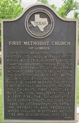 First Methodist Church of Lubbock Marker image. Click for full size.