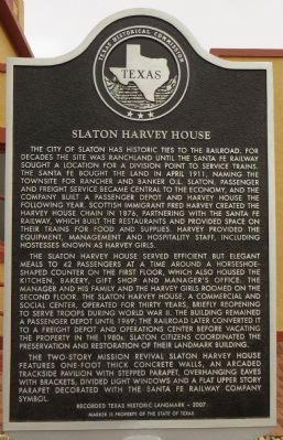 Slaton Harvey House Marker image. Click for full size.
