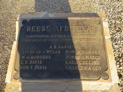 Dedication plaque at Reese AFB image. Click for full size.