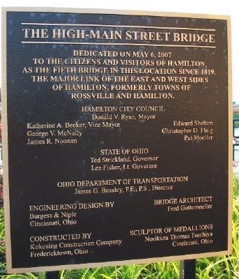 The High-Main Street Bridge Marker image. Click for full size.