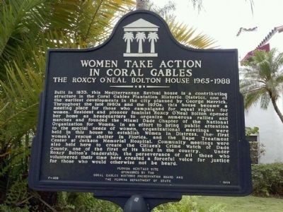 Women Take Action in Coral Gables Marker image. Click for full size.