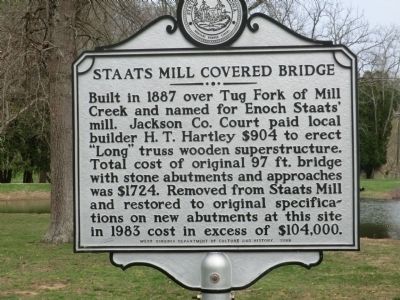 Staats Mill Covered Bridge Marker. Click for full size. Staats Mill Covered Bridge Marker image. Click for full size.