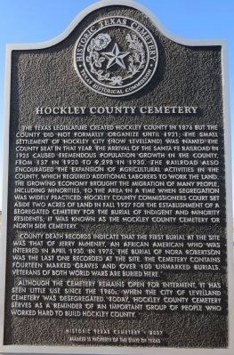 Hockley County Cemetery Marker image. Click for full size.