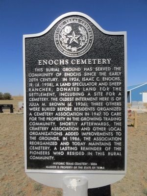 Enochs Cemetery Marker image. Click for full size.