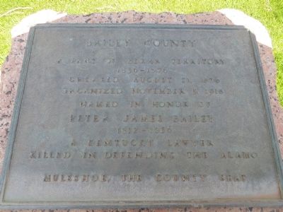 Bailey County Marker. Click for full size. Bailey County Marker image. Click for full size.