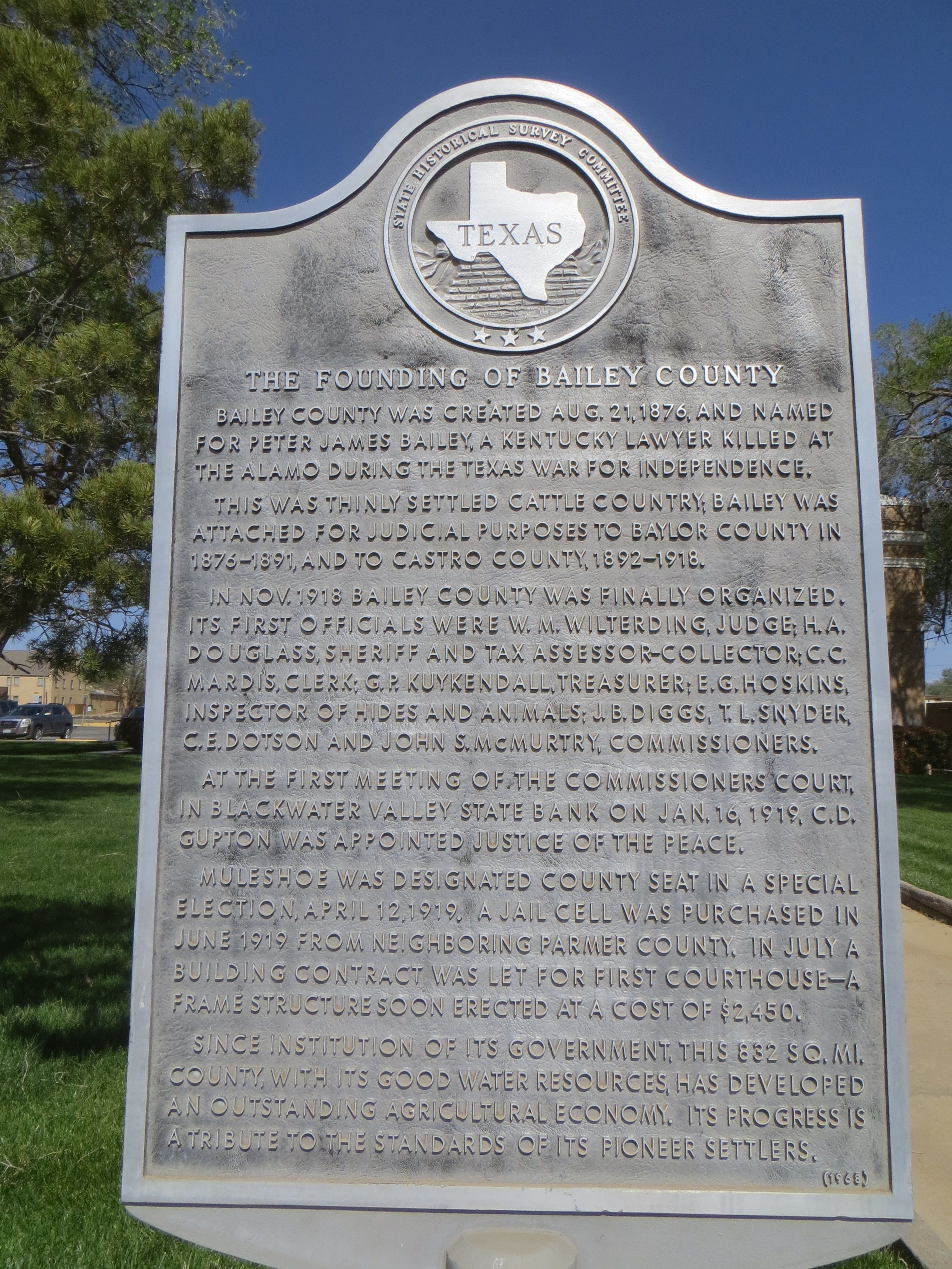 The Founding of Bailey County Marker