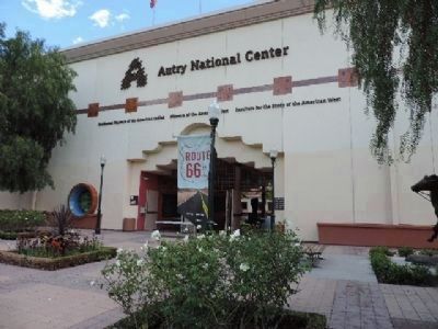 Main entrance to <i>The Autry</i> with the <i>Special Delivery</i> sculpture, lower right. Click for full size. Main entrance to <i>The Autry</i> with the <i>Special Delivery</i> sculpture, lower right image. Click for full size.