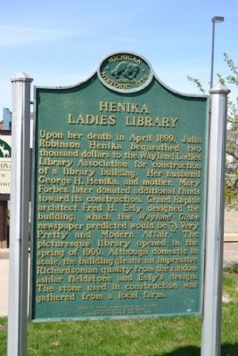 Henika Ladies Library Marker. Click for full size. Henika Ladies Library Marker image. Click for full size.