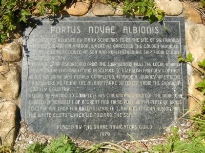 Portus Novae Albionus Marker. Click for full size. Portus Novae Albionus Marker image. Click for full size.