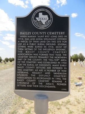 Bailey County Cemetery Marker image. Click for full size.