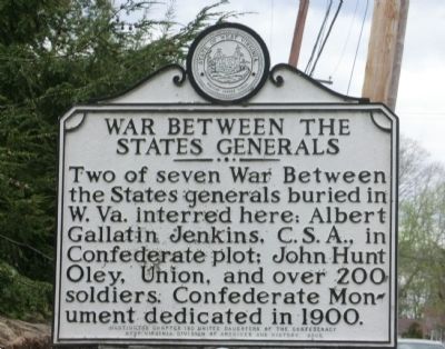 War Between the States Generals face of marker image. Click for full size.