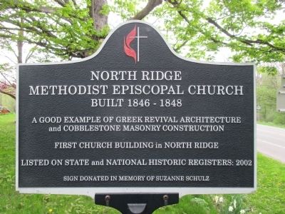 North Ridge Methodist Episcopal Church Marker. Click for full size. North Ridge Methodist Episcopal Church Marker image. Click for full size.