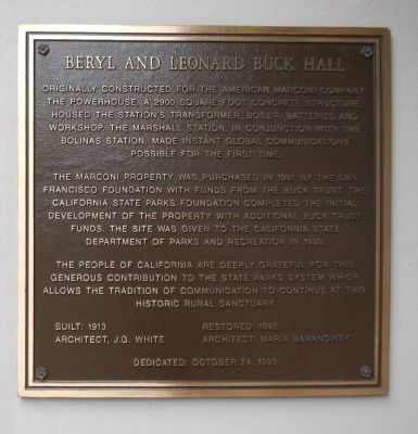 Beryl and Leonard Buck Hall Marker image. Click for full size.