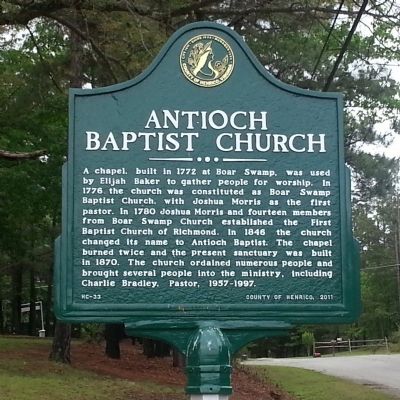 Antioch Baptist Church Marker image. Click for full size.