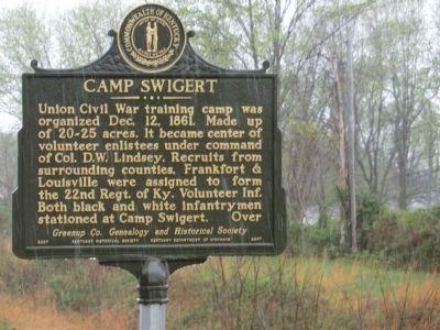 Camp Swigert Marker-Side 1 image. Click for full size.