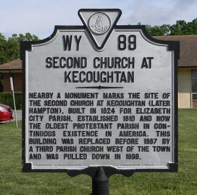 Second Church at Kecoughtan Marker image. Click for full size.