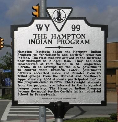 The Hampton Indian Program Marker. Click for full size. The Hampton Indian Program Marker image. Click for full size.