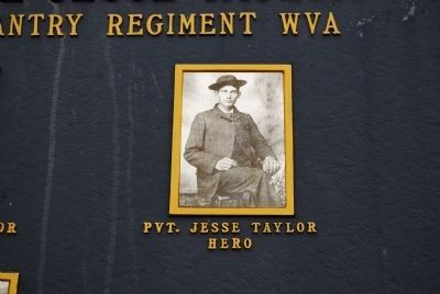 Historical Village of Hero Named in Honor of Private Jesse Taylor Marker. Click for full size. Historical Village of Hero Named in Honor of Private Jesse Taylor Marker image. Click for full size.
