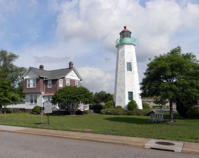 Wide view of the Old Point Comfort Light Marker. Click for full size. Wide view of the Old Point Comfort Light Marker image. Click for full size.