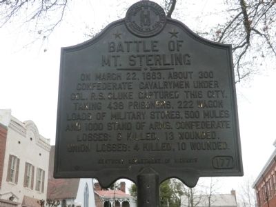 Battle of Mt. Sterling Marker. Click for full size. Battle of Mt. Sterling Marker image. Click for full size.