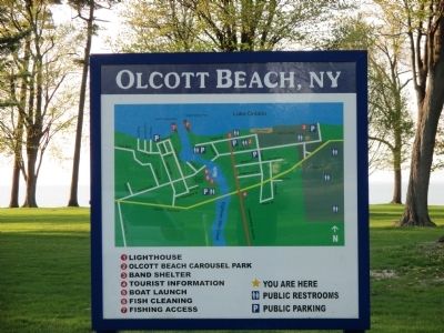 Olcott Beach Tourist Map Sign image. Click for full size.