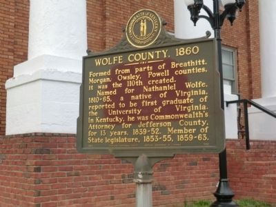 Wolfe County, 1860 Marker image. Click for full size.