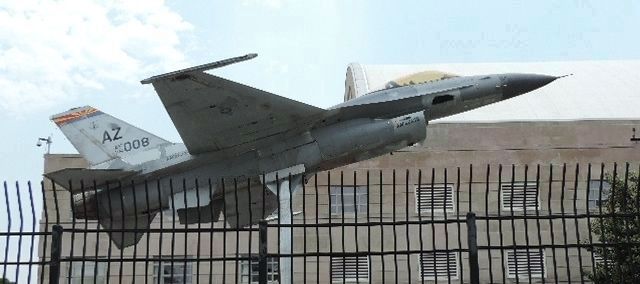 "Fighting Falcon" on static display behind the East Capitol Street fence image. Click for full size.