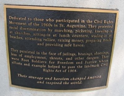 The St. Augustine Foot Soldiers Monument Marker. Click for full size. The St. Augustine Foot Soldiers Monument Marker image. Click for full size.