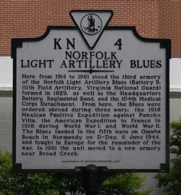 Norfolk Light Artillery Blues Marker image. Click for full size.