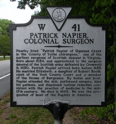 Patrick Napier, Colonial Surgeon Marker image. Click for full size.