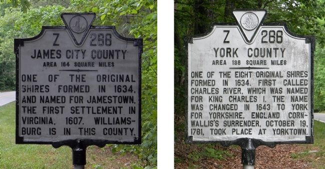 James City County/York County Marker. Click for full size. James City County/York County Marker image. Click for full size.