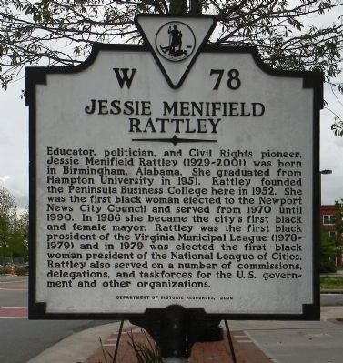 Jessie Menifield Rattley Marker image. Click for full size.