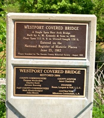 Westport Covered Bridge Marker. Click for full size. Westport Covered Bridge Marker image. Click for full size.