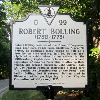 Robert Bolling Marker image. Click for full size.